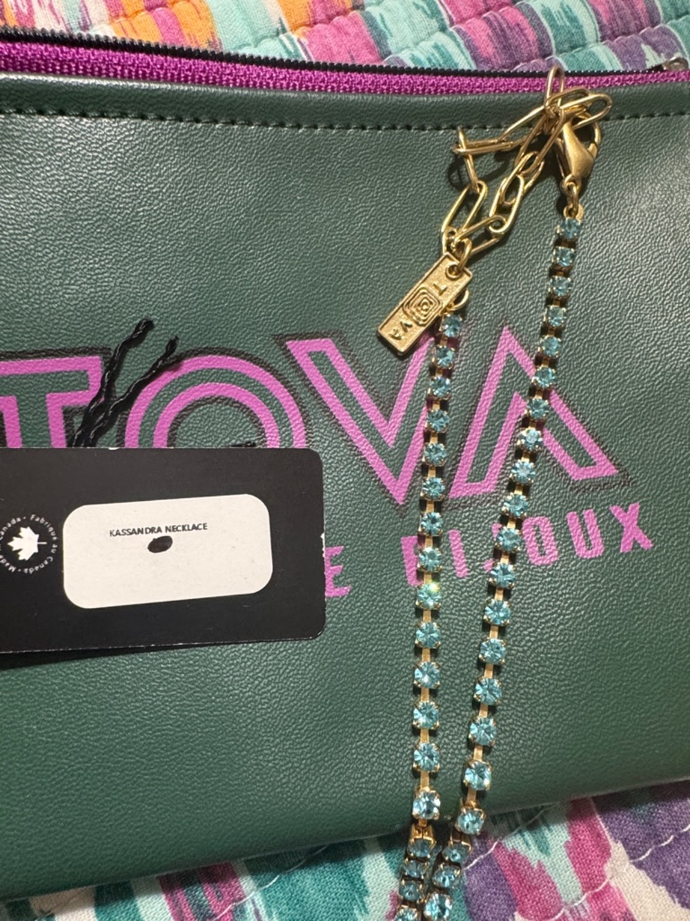 TOVA KASSANDRA blue rhinestone y necklace like new